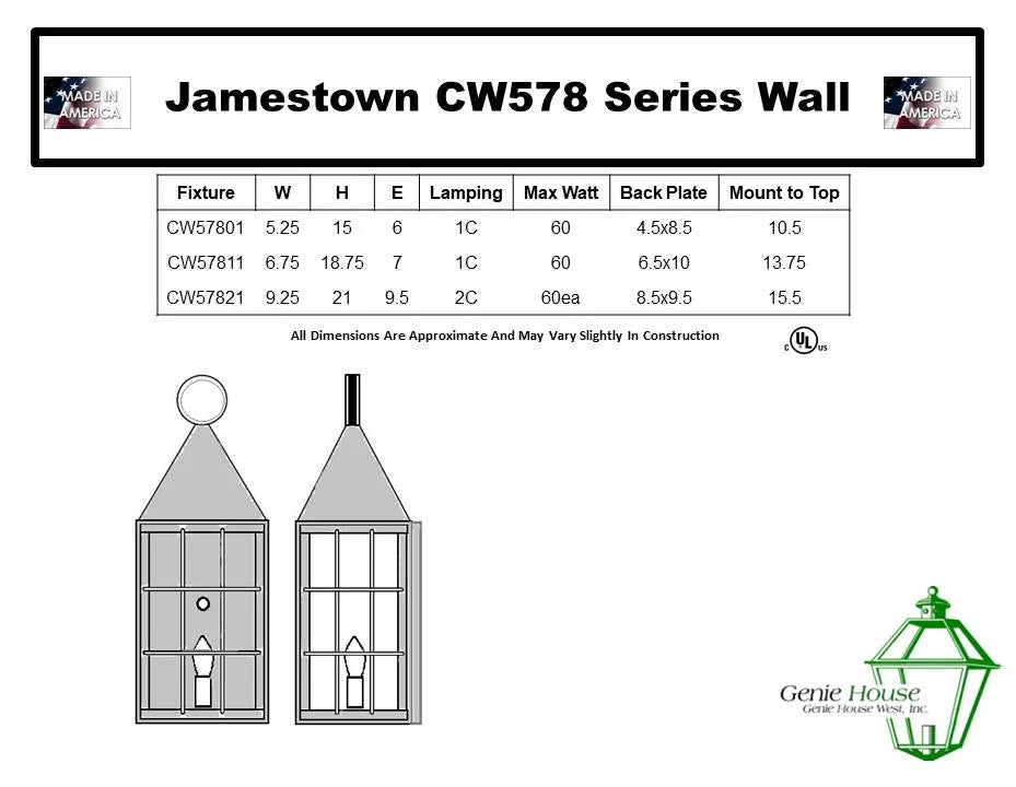Jamestown Outdoor Wall Lantern CW57801