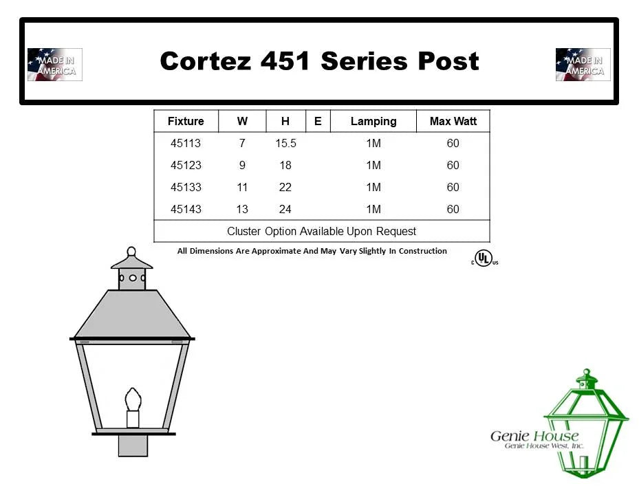 Cortez Outdoor Small Post Lantern 45113