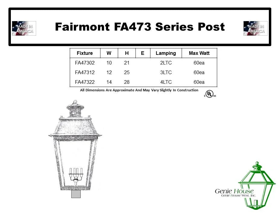 Fairmont Outdoor Post Lantern FA47302