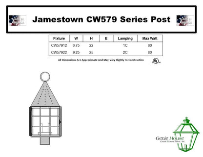 Jamestown Outdoor Post Lantern CW57912