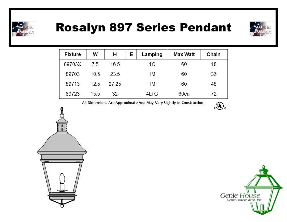 Rosalyne Outdoor Hanging Lantern 89703