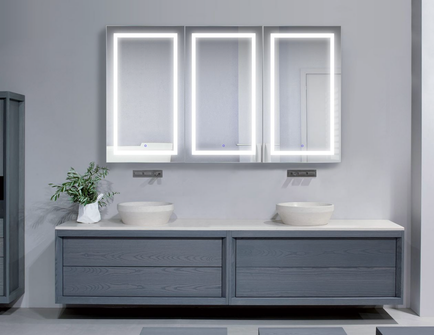 SVANGE 72 X 42 LED Lighted Mirror Medicine Cabinet, Defogger included, 3 Door Options