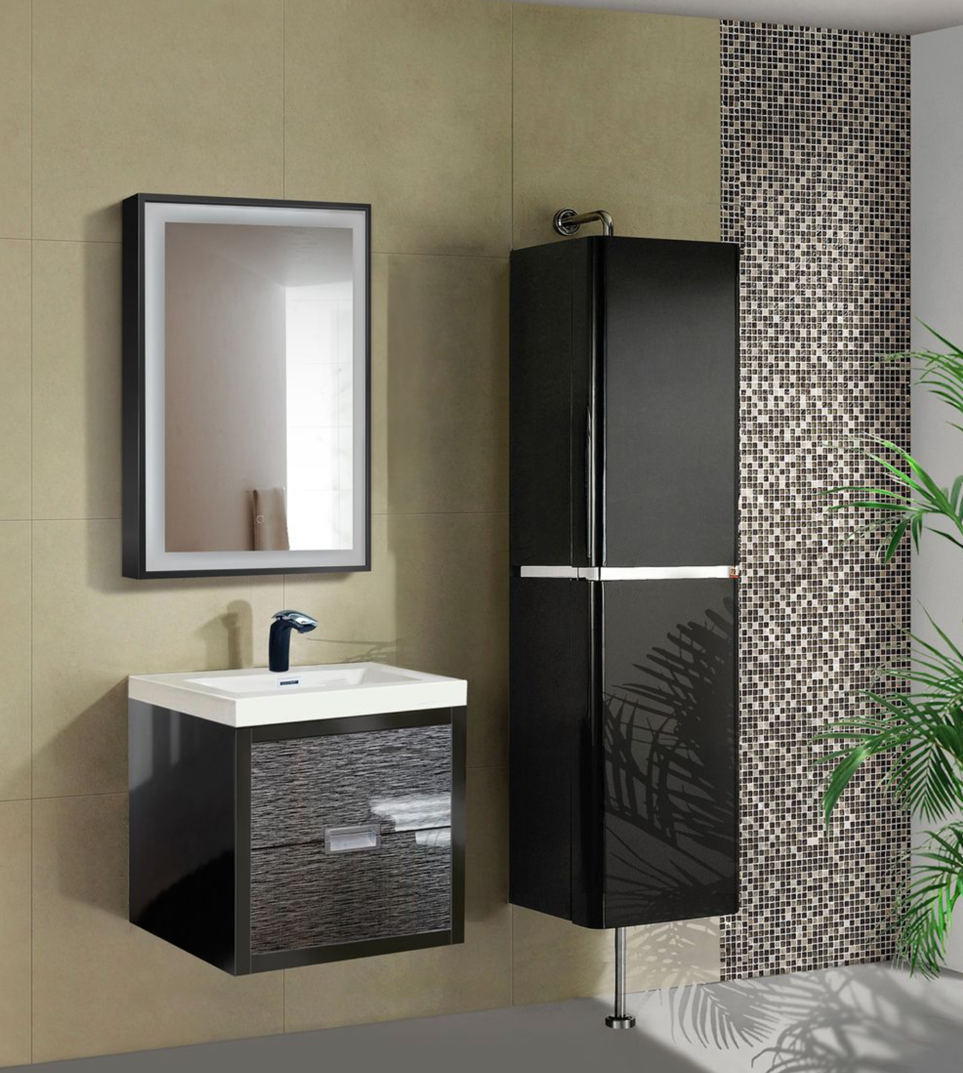 SOHO 24 X 36 Bathroom LED Mirror comes in Gold and Black Finishes