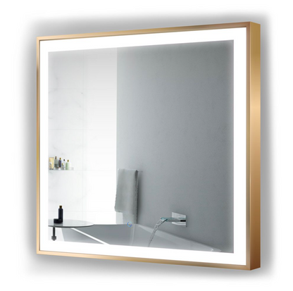 SOHO 36 X 36 Bathroom LED Mirror comes in Gold and Black Finishes