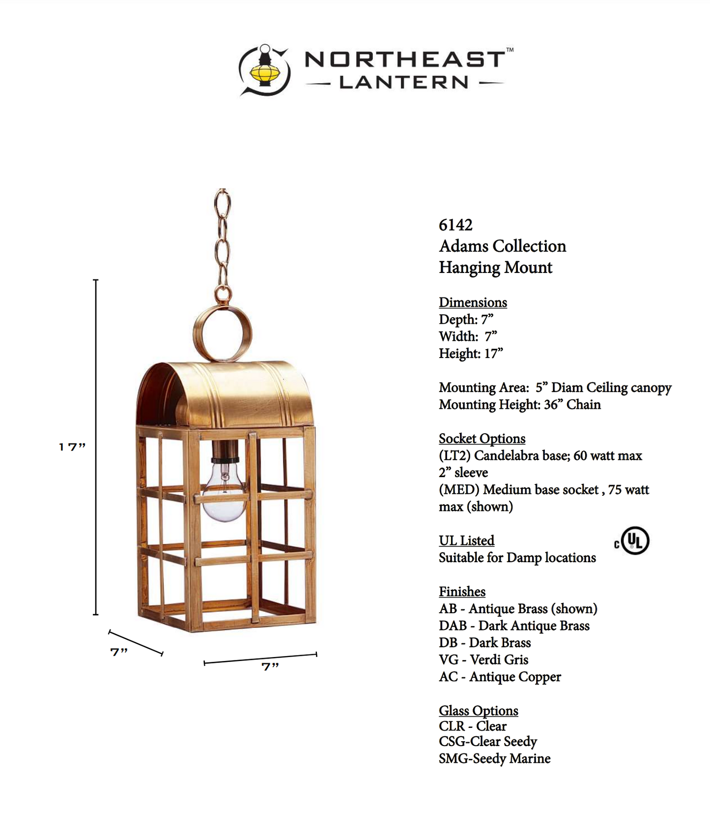 Adams Culvert Top H Bars Outdoor Hanging Lantern 6142
