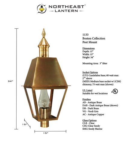 Boston Outdoor Post Lantern 1133