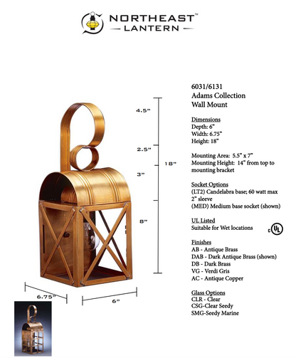 Adams Outdoor Wall Lantern 6131