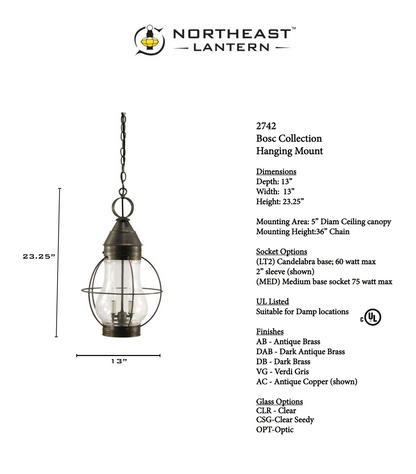 Bosc Outdoor Hanging Lantern 2742