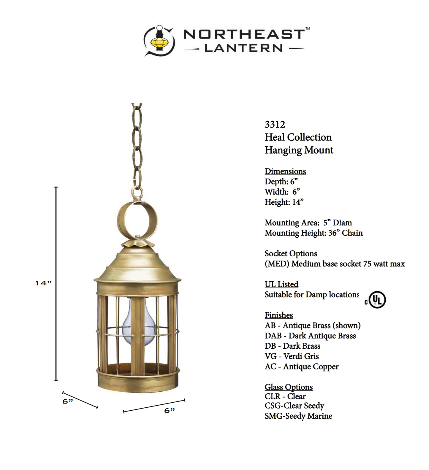 Heal Outdoor Hanging Lantern 3312