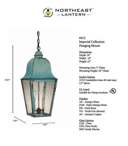 Imperial Outdoor Hanging Lantern 6412