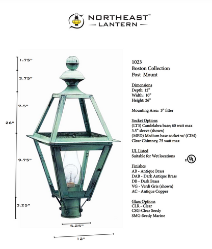 Boston Outdoor Post Lantern 1023
