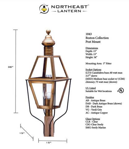 Boston Outdoor Post Lantern 1043