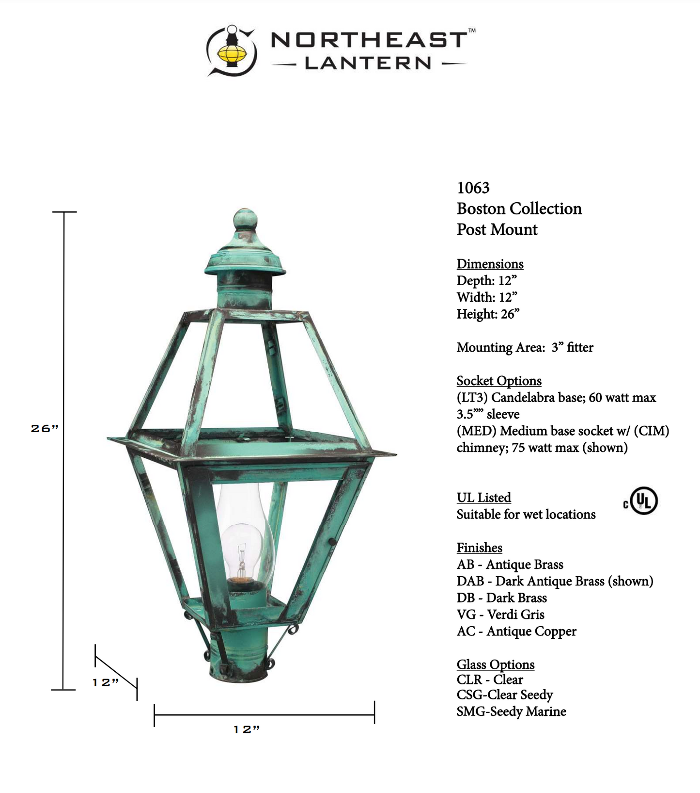 Boston Outdoor Post Lantern 1063