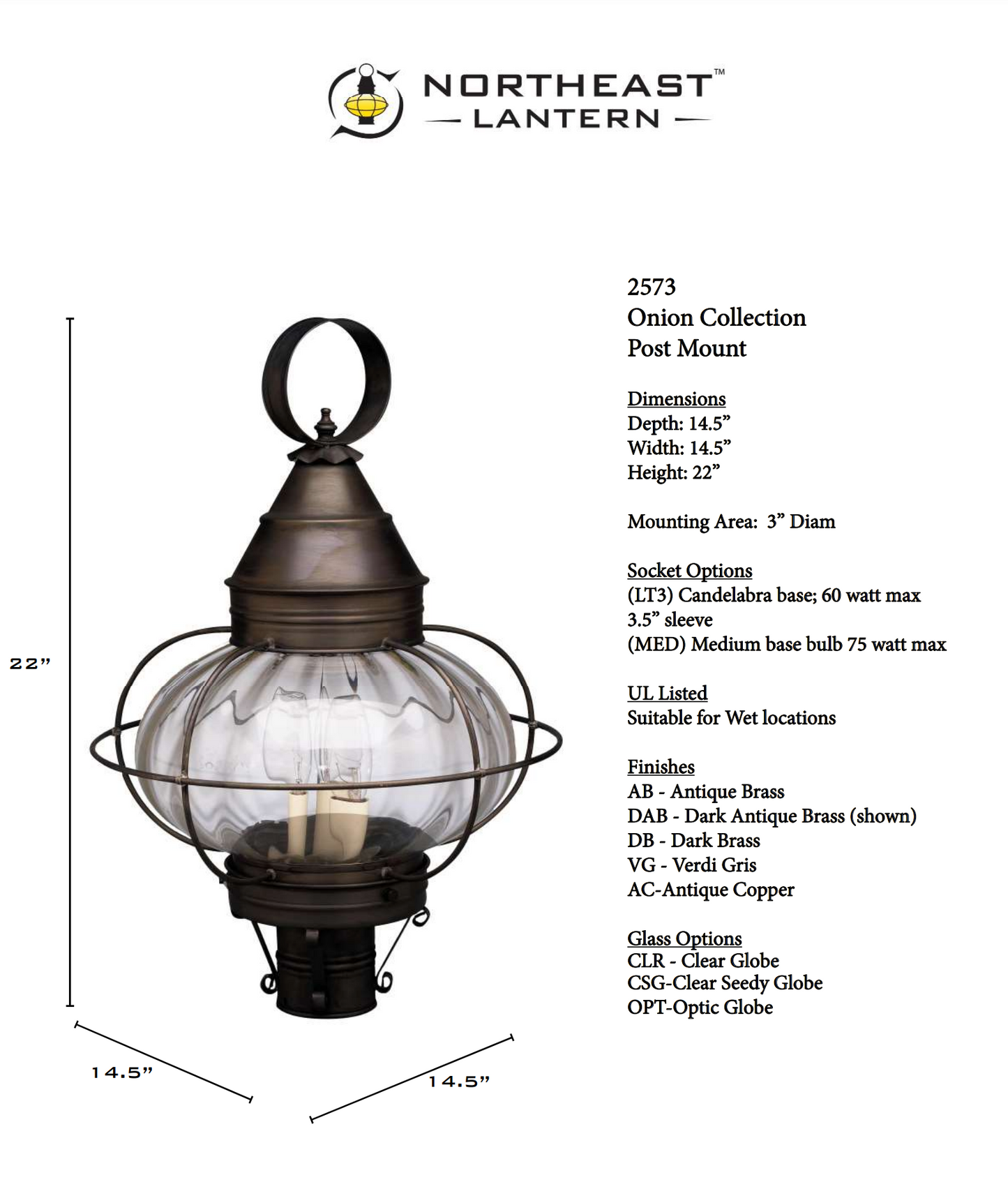 Caged Onion Outdoor Post Lantern 2573