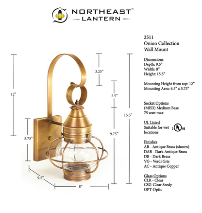 Caged Onion Outdoor Wall Lantern 2511 Quickship