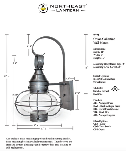 Caged Onion Outdoor Wall Sconce 2521 Quickship
