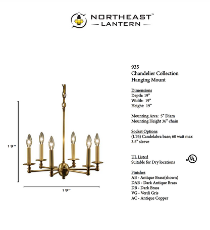 Chandelier Hanging straight Arms 935