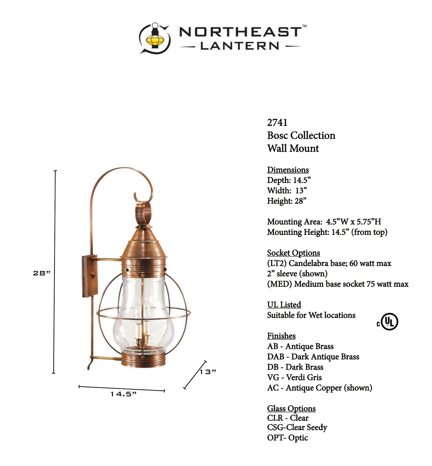 Bosc Outdoor Wall Lantern 2741