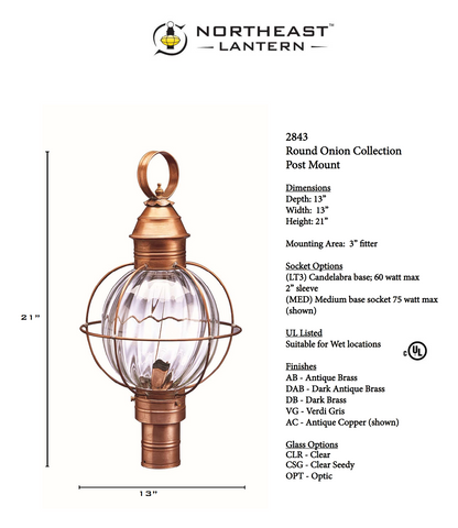 Caged Onion Outdoor Post Lantern 2843