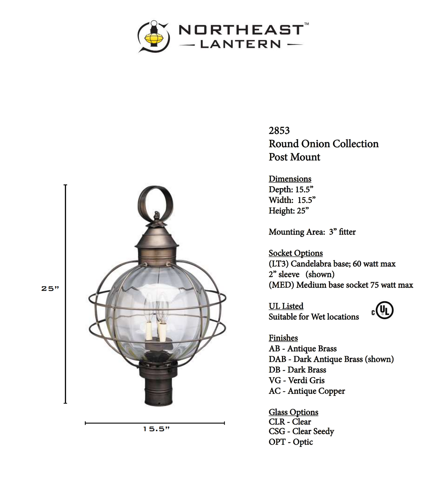 Caged Onion Outdoor Post Lantern 2853