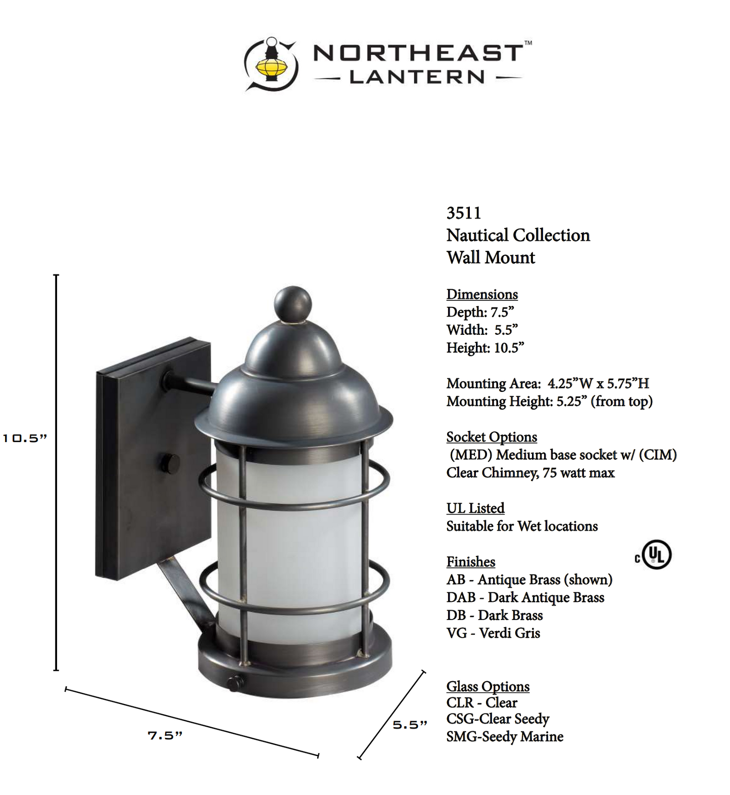 Nautical Outdoor Wall Lantern 3511