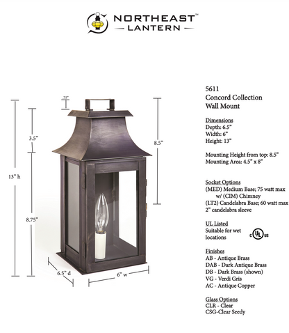 Concord Pagoda Outdoor Wall Lantern 5611 Quickship