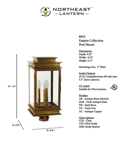 Empire Outdoor Post Lantern 8933