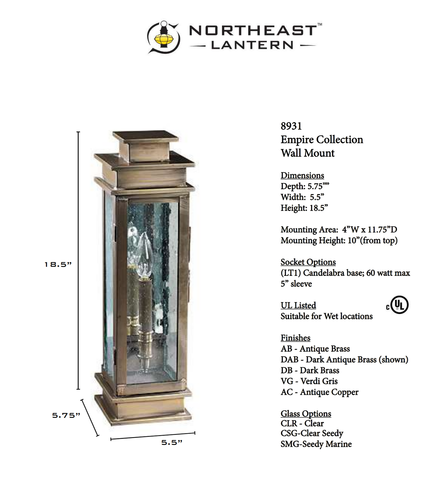 Empire Outdoor Wall Lantern 8931