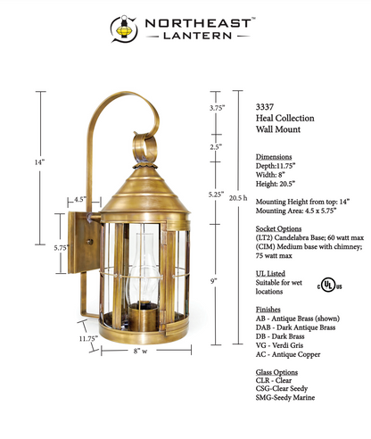 Heal Cone Top Outdoor Wall Lantern 3337 Quickship