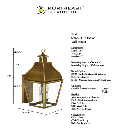 Stanfield Curved Top Outdoor Wall Lantern 7631