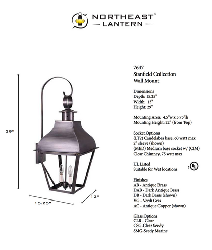 Stanfield Curved Top Scroll Outdoor Wall Lantern 7647