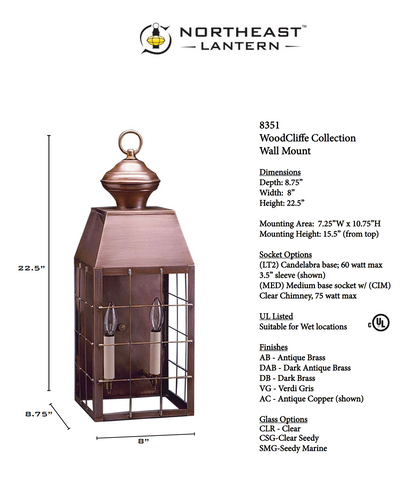 Woodcliffe H Rod Outdoor Wall Lantern 8351