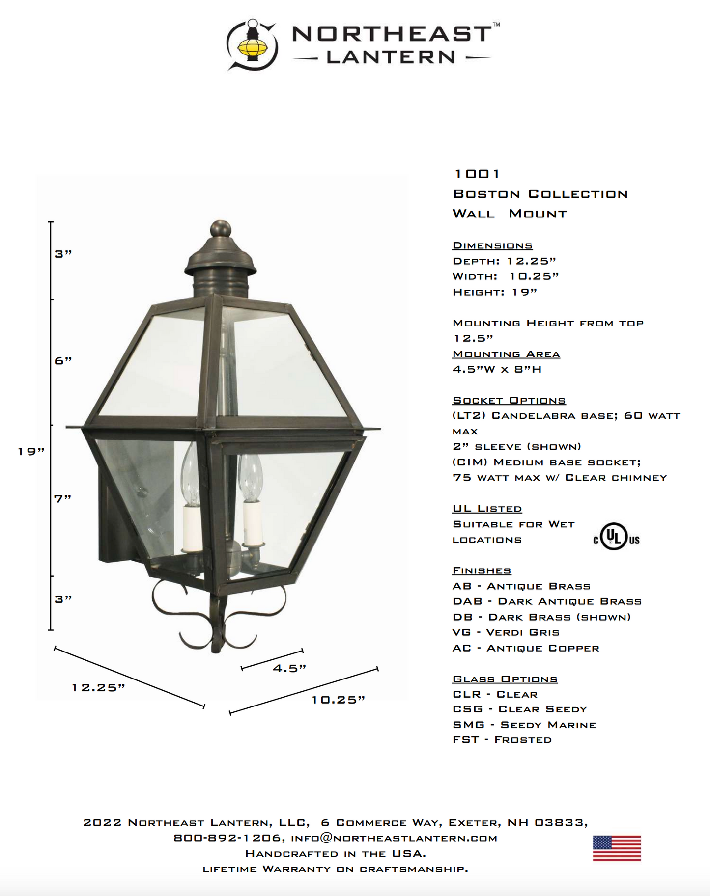 Boston Small Outdoor Wall Lantern 1001