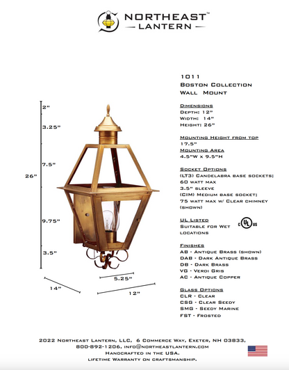 Boston Small Outdoor Wall Lantern 1011